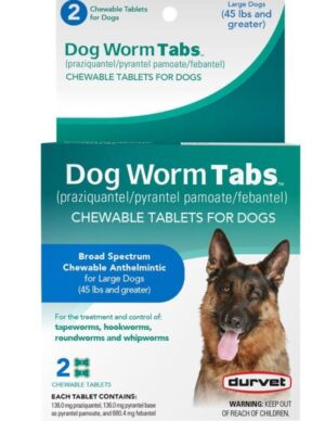 DURVET DOG WORM TABS 45 LB-2 CT