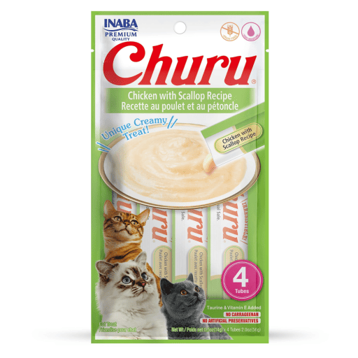 INABA Churu Creamy Lickable Wet Cat Treat with Taurine 0.5 oz 4 Tubes Chicken with Scallop 1 INABA Churu Creamy  Lickable Wet Cat Treat with Taurine  0.5 oz  4 Tubes  Chicken with Scallop